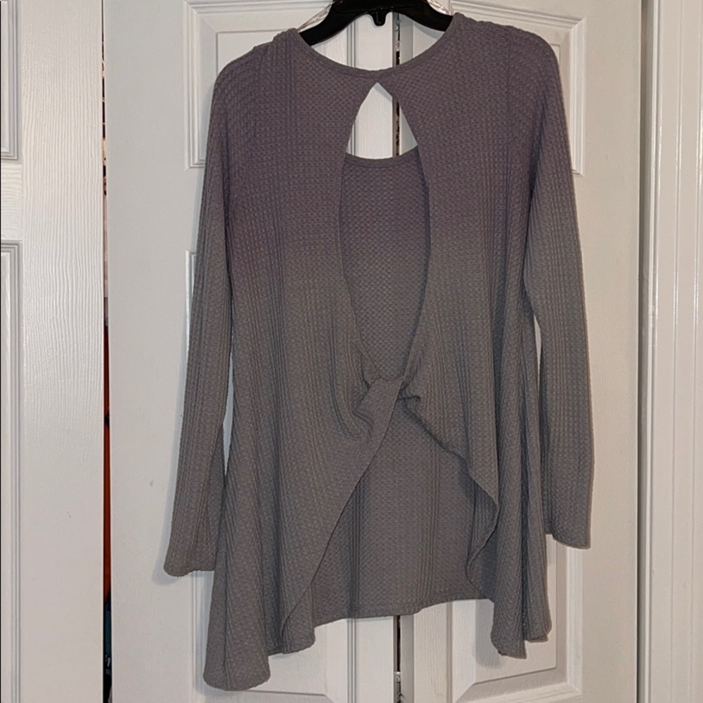 Waffle sweater with backless detail